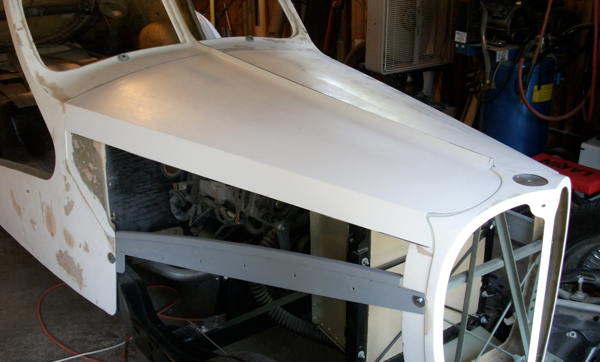Hood top panels - partially trimmed, lying in place