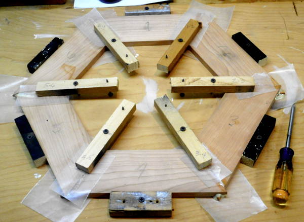 wood segments - glued, clamped